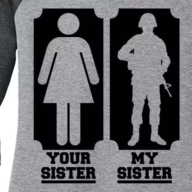 Your Sister Vs My Sister Is The The Military Women's Tri-Blend 3/4-Sleeve Raglan Shirt