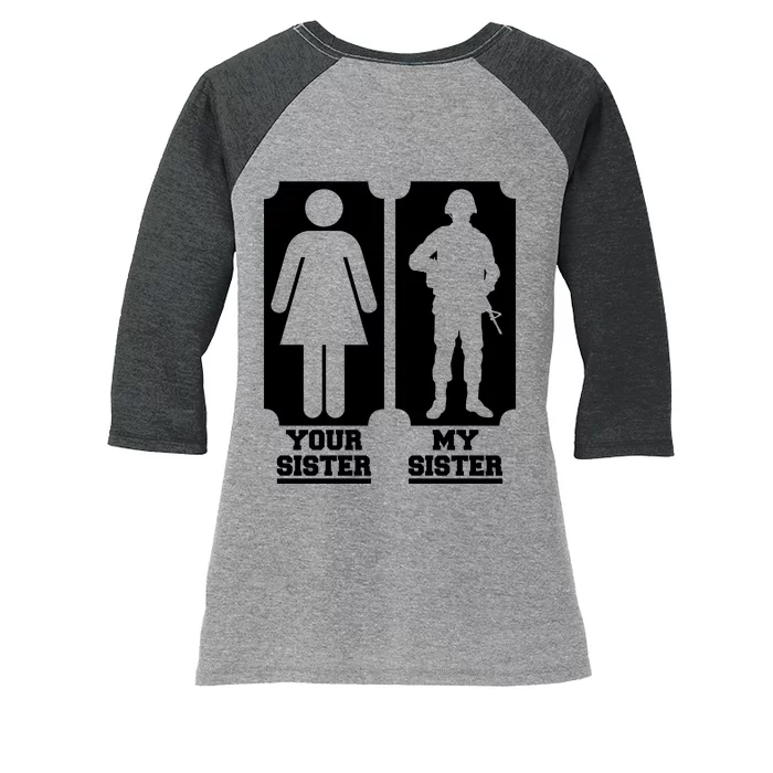 Your Sister Vs My Sister Is The The Military Women's Tri-Blend 3/4-Sleeve Raglan Shirt