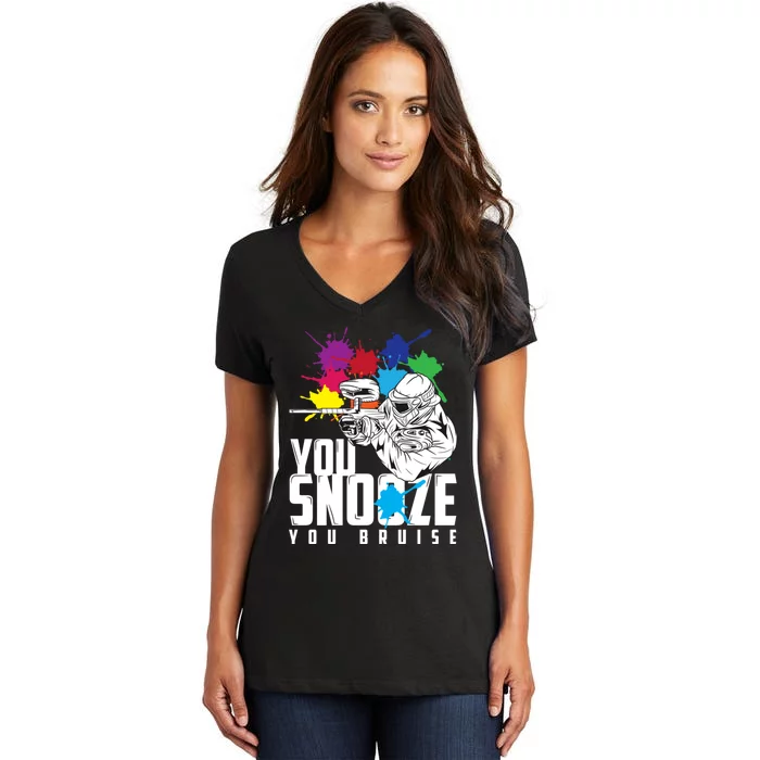 You Snooze You Bruise Funny Paintball Gift Women's V-Neck T-Shirt