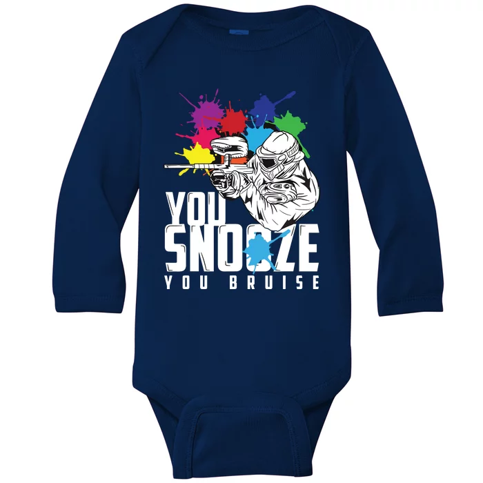 You Snooze You Bruise Funny Paintball Gift Baby Long Sleeve Bodysuit