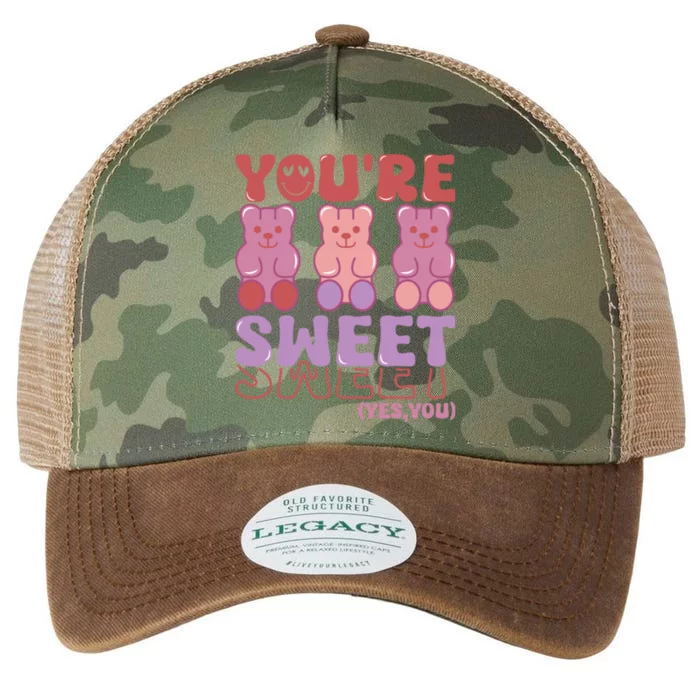 You’Re Sweet Yes You Echo Text Teddy Bear Valentine’S Day Legacy Tie Dye Trucker Hat