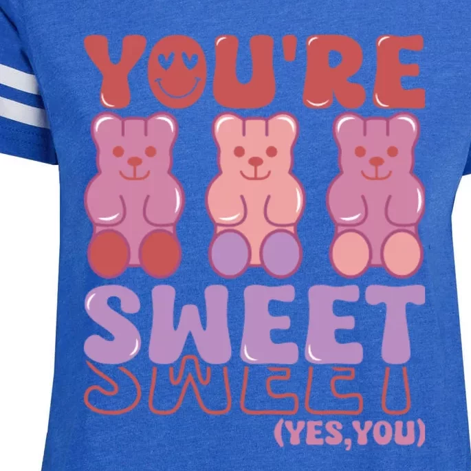 You’Re Sweet Yes You Echo Text Teddy Bear Valentine’S Day Enza Ladies Jersey Football T-Shirt