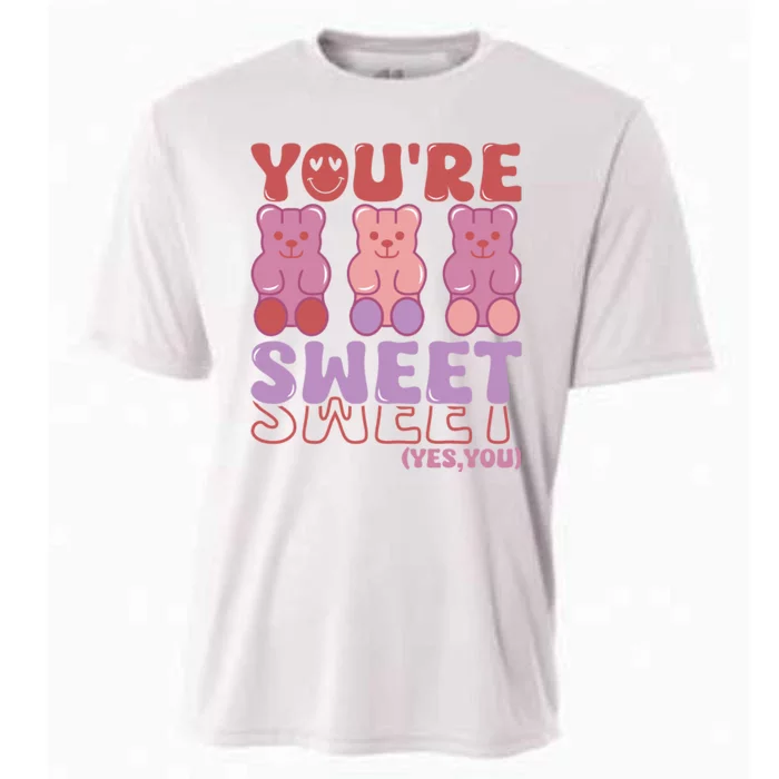 You’Re Sweet Yes You Echo Text Teddy Bear Valentine’S Day Cooling Performance Crew T-Shirt