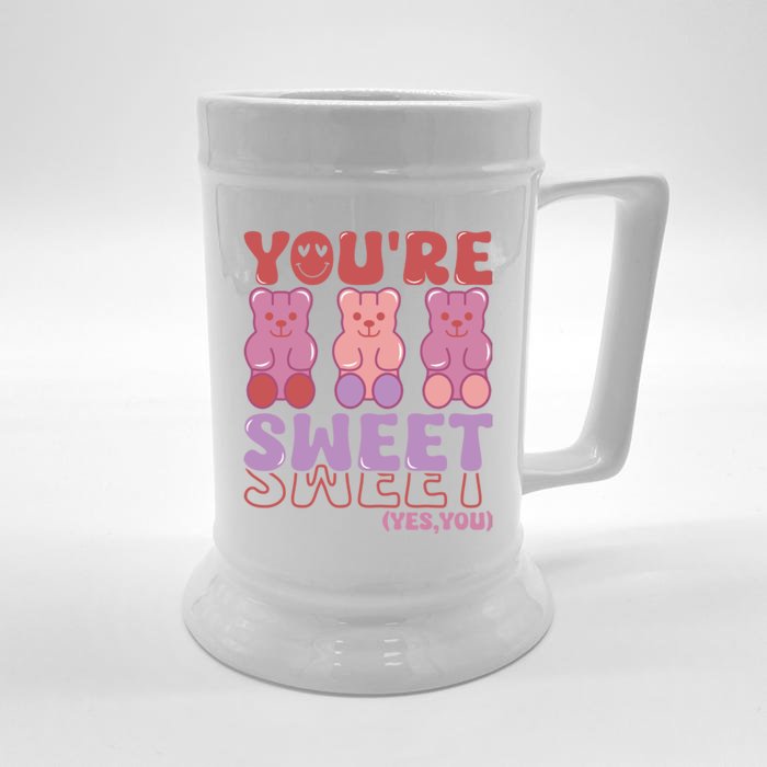 You’Re Sweet Yes You Echo Text Teddy Bear Valentine’S Day Front & Back Beer Stein