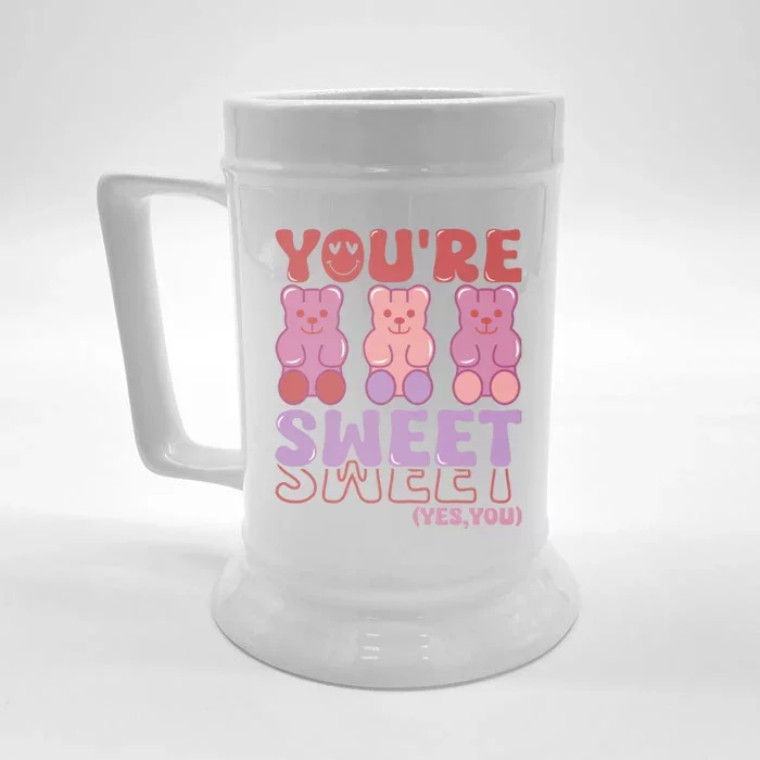 You’Re Sweet Yes You Echo Text Teddy Bear Valentine’S Day Front & Back Beer Stein