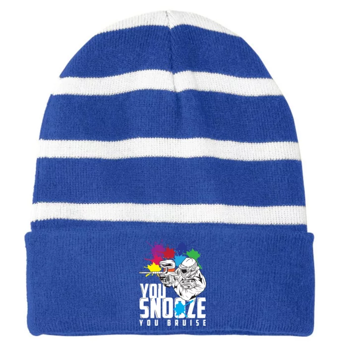 You Snooze You Bruise Funny Paintball Gift Gift Striped Beanie with Solid Band