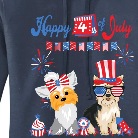 Yorkshire Terrier 4th Of July Yorkie Independence Day Gift Women's Pullover Hoodie