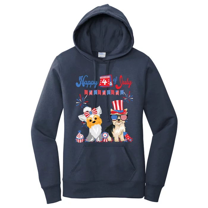 Yorkshire Terrier 4th Of July Yorkie Independence Day Gift Women's Pullover Hoodie