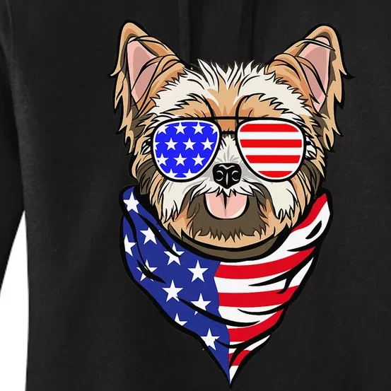 Yorkshire Terrier 4th Of July Funny Patriotic Dog Lover Women's Pullover Hoodie