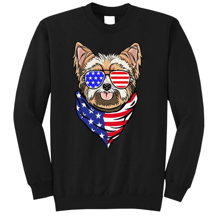 Yorkshire Terrier 4th Of July Funny Patriotic Dog Lover Tall Sweatshirt