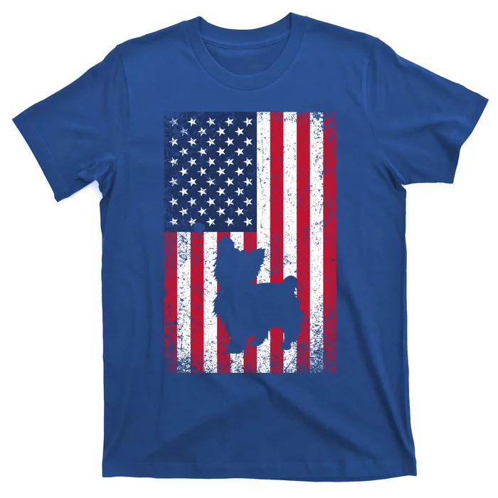 Yorkshire Terrier America Flag Patriot Veteran July 4 Gift T-Shirt