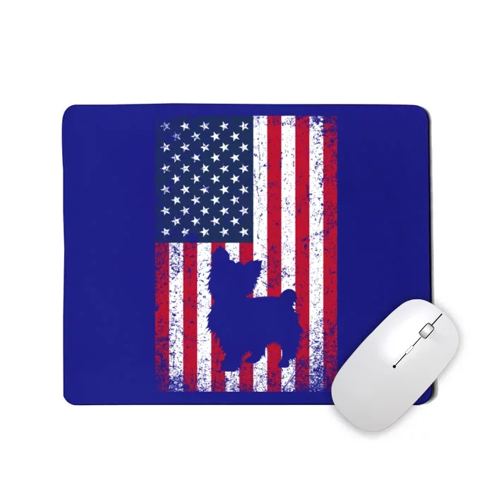 Yorkshire Terrier America Flag Patriot Veteran July 4 Gift Mousepad