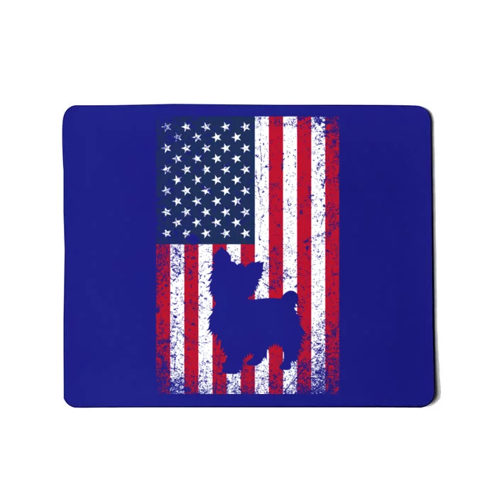 Yorkshire Terrier America Flag Patriot Veteran July 4 Gift Mousepad