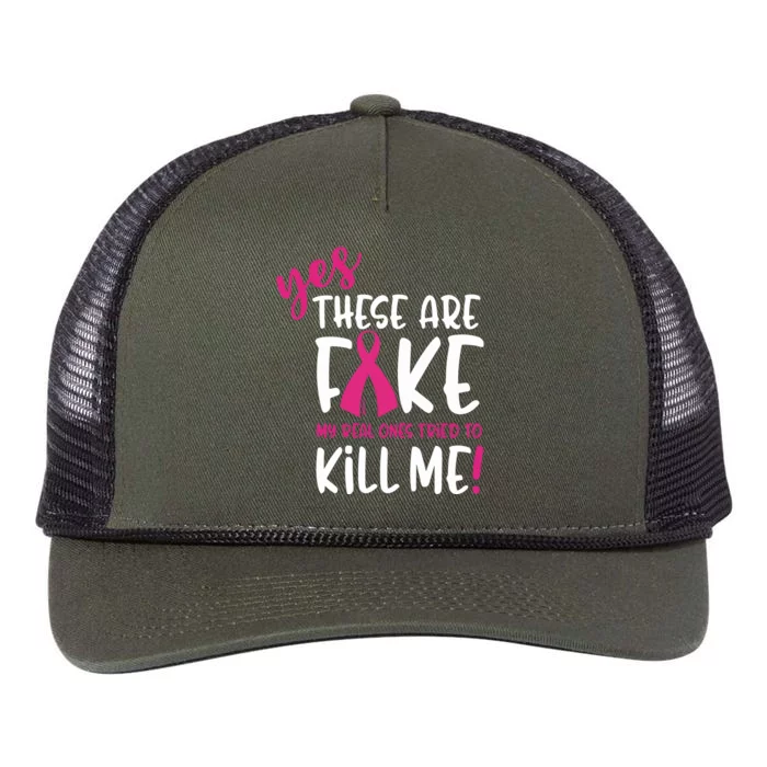 Yes These Are Fake My Real Ones Tried To Kill Me Retro Rope Trucker Hat Cap