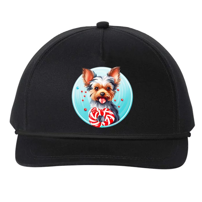 Yorkshire Terrier Christmas Holiday Adorable Puppy Dog Pet Gift Snapback Five-Panel Rope Hat