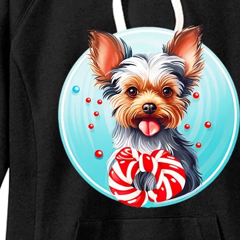 Yorkshire Terrier Christmas Holiday Adorable Puppy Dog Pet Gift Women's Fleece Hoodie