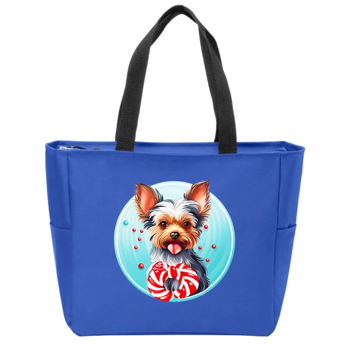 Yorkshire Terrier Christmas Holiday Adorable Puppy Dog Pet Gift Zip Tote Bag