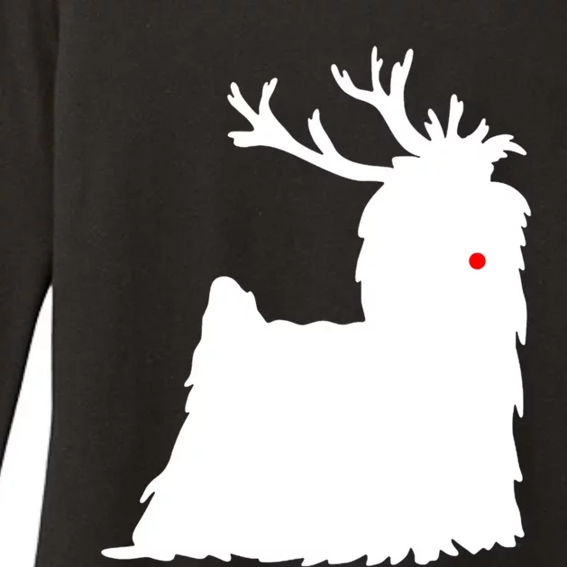 Yorkshire Terrier Christmas Nosed Reindeer Gift Womens CVC Long Sleeve Shirt