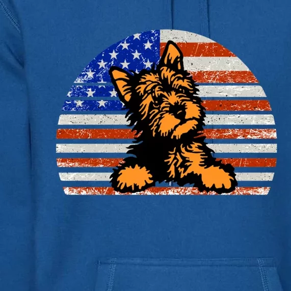 Yorkshire Terrier Dog American Flag Yorkie Dad And Mom Gift Premium Hoodie