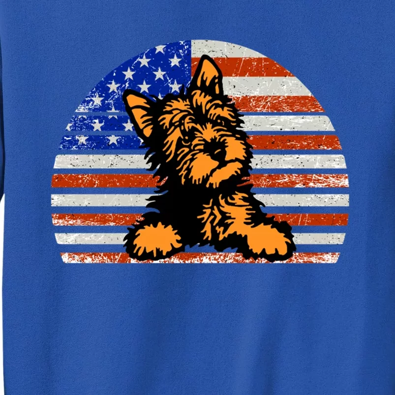 Yorkshire Terrier Dog American Flag Yorkie Dad And Mom Gift Tall Sweatshirt