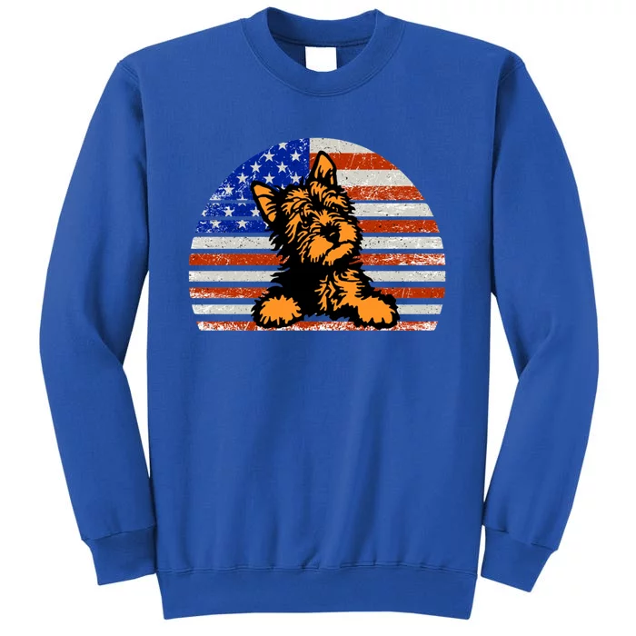 Yorkshire Terrier Dog American Flag Yorkie Dad And Mom Gift Tall Sweatshirt