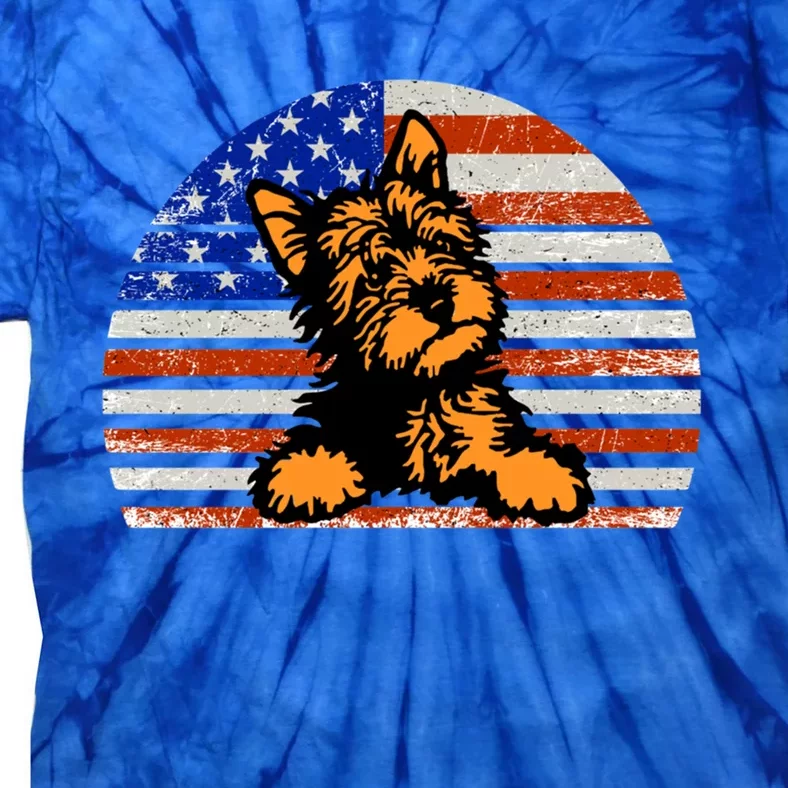 Yorkshire Terrier Dog American Flag Yorkie Dad And Mom Gift Tie-Dye T-Shirt