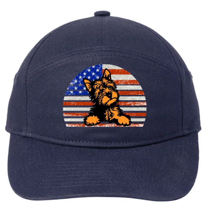 Yorkshire Terrier Dog American Flag Yorkie Dad And Mom Gift 7-Panel Snapback Hat