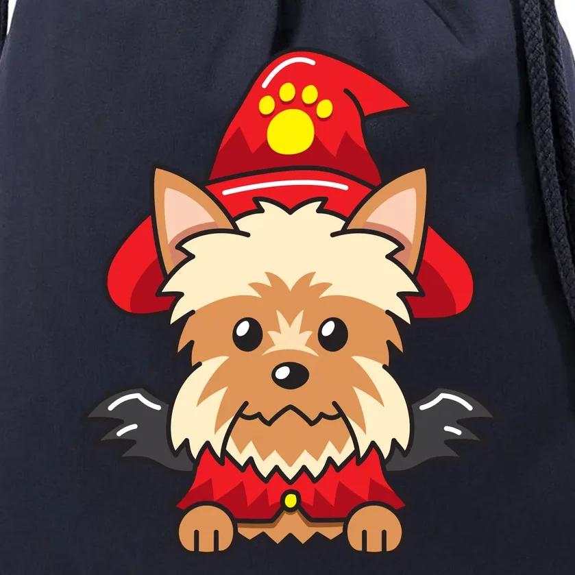 Yorkshire Terrier Dog With Halloween Costume Drawstring Bag