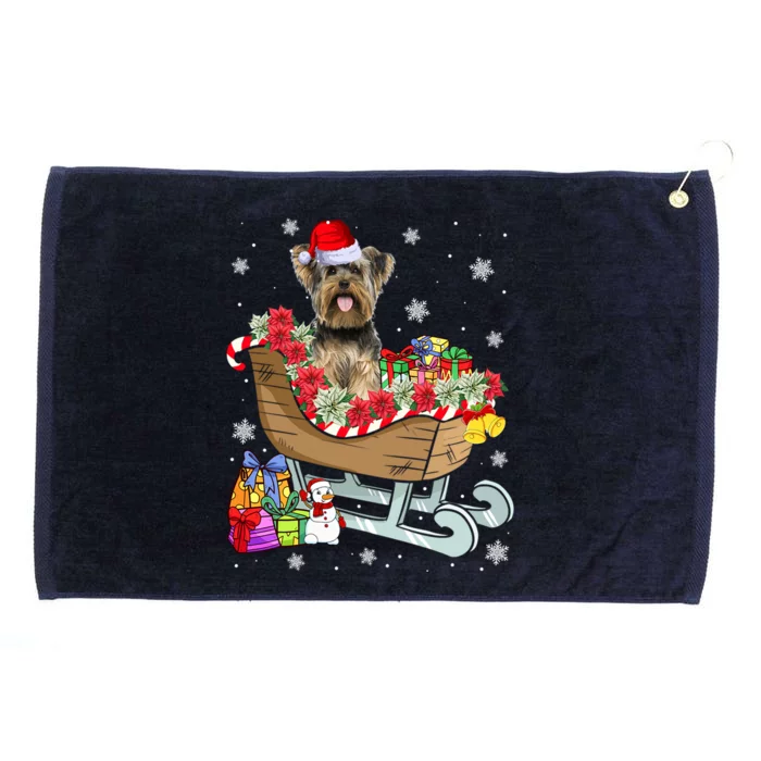 Yorkshire Terrier Dog Christmas Santa Hat Xmas Puppy Lover Gift Grommeted Golf Towel