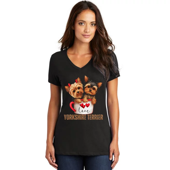 Yorkshire Terrier Dog Lover Gifts Yorkie Women's V-Neck T-Shirt