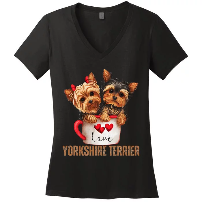 Yorkshire Terrier Dog Lover Gifts Yorkie Women's V-Neck T-Shirt