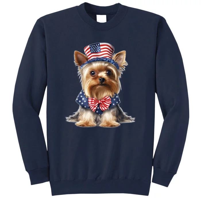 Yorkshire Terrier Dog Cute Yorkshire Terrier USA Flag Yorkie Tall Sweatshirt