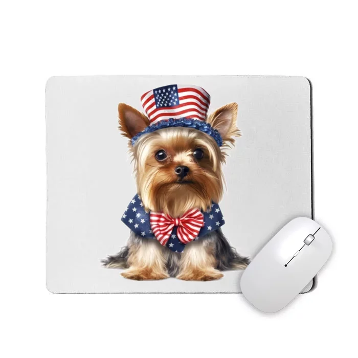 Yorkshire Terrier Dog Cute Yorkshire Terrier USA Flag Yorkie Mousepad