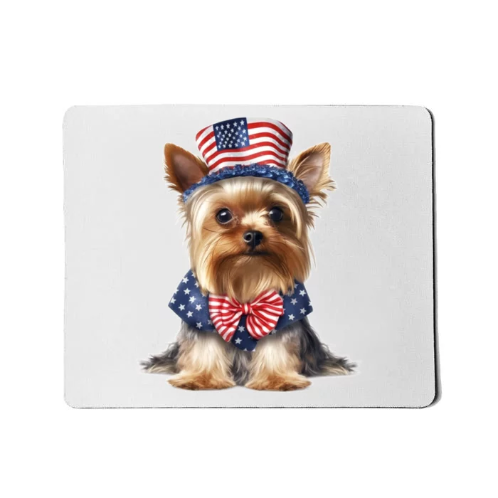 Yorkshire Terrier Dog Cute Yorkshire Terrier USA Flag Yorkie Mousepad