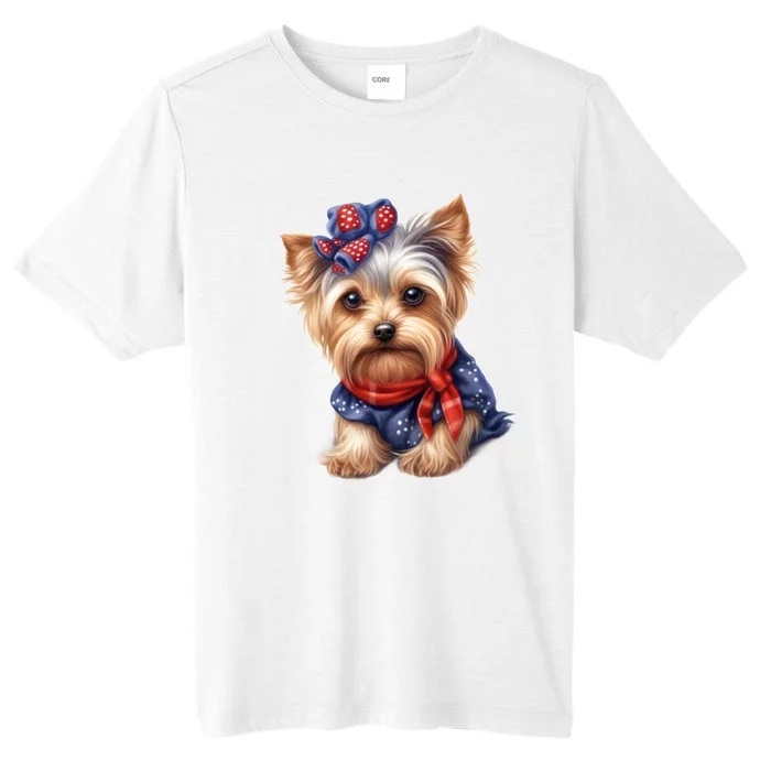 Yorkshire Terrier Dog Cute Yorkshire Terrier Puppy USA Flag Yorkie ChromaSoft Performance T-Shirt