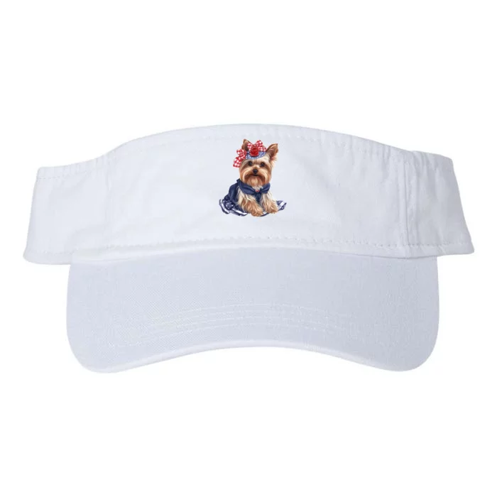 Yorkshire Terrier Dog Cute Yorkshire Terrier Puppy USA Flag Yorkie Valucap Bio-Washed Visor