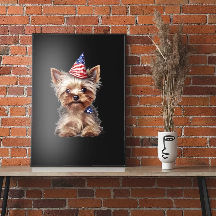 Yorkshire Terrier Dog Cute Yorkshire Terrier Puppy USA Flag Yorkie Poster