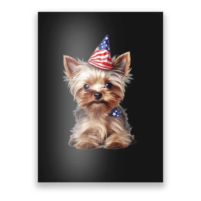 Yorkshire Terrier Dog Cute Yorkshire Terrier Puppy USA Flag Yorkie Poster