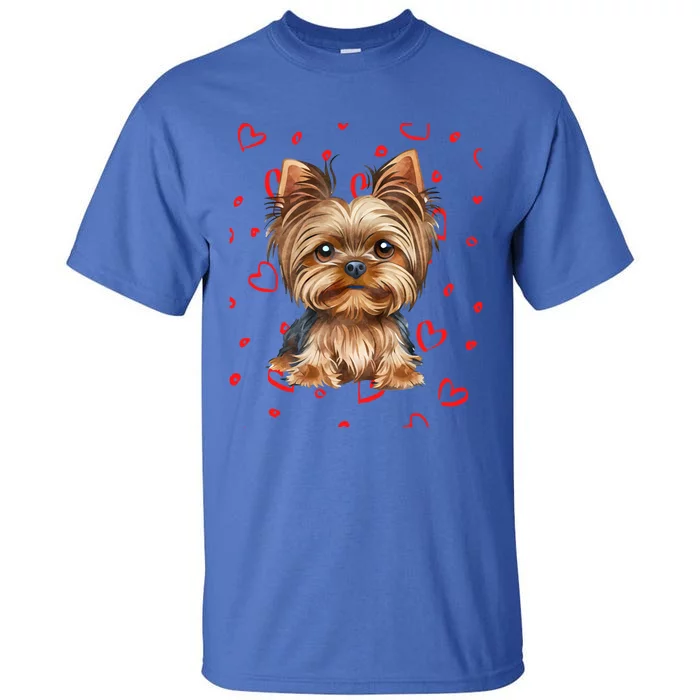 Yorkshire Terrier Dog Hearts Valentines Day Gift Tall T-Shirt