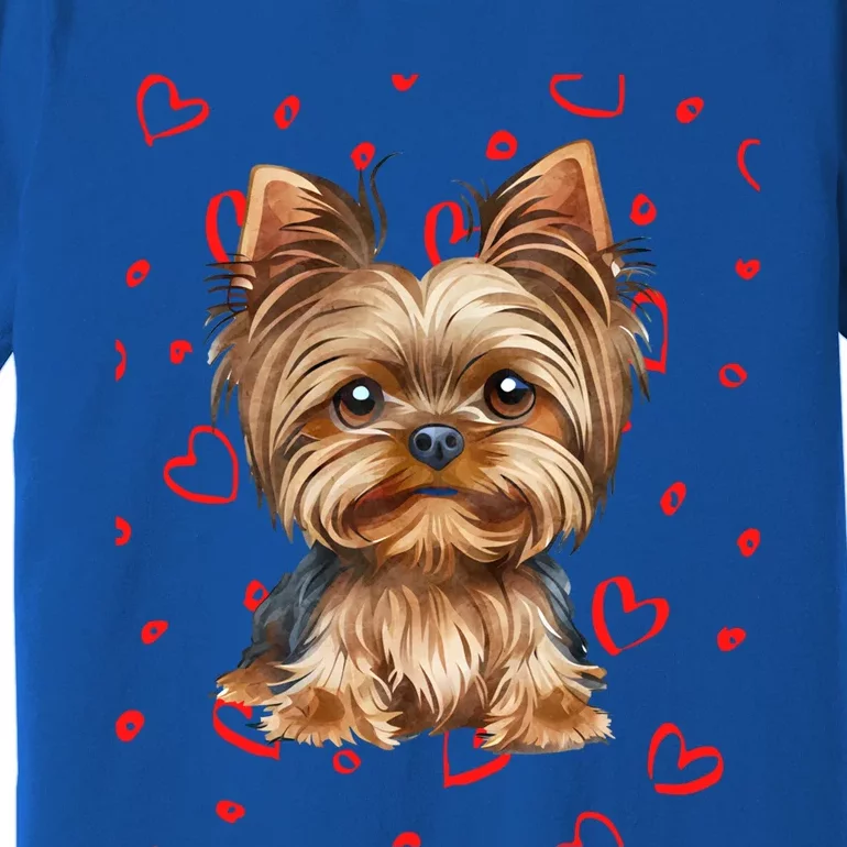 Yorkshire Terrier Dog Hearts Valentines Day Gift Premium T-Shirt