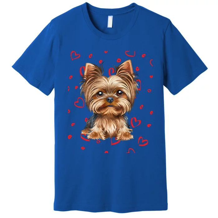 Yorkshire Terrier Dog Hearts Valentines Day Gift Premium T-Shirt