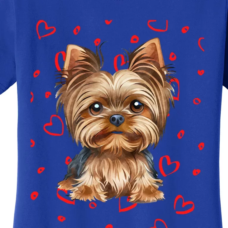 Yorkshire Terrier Dog Hearts Valentines Day Gift Women's T-Shirt