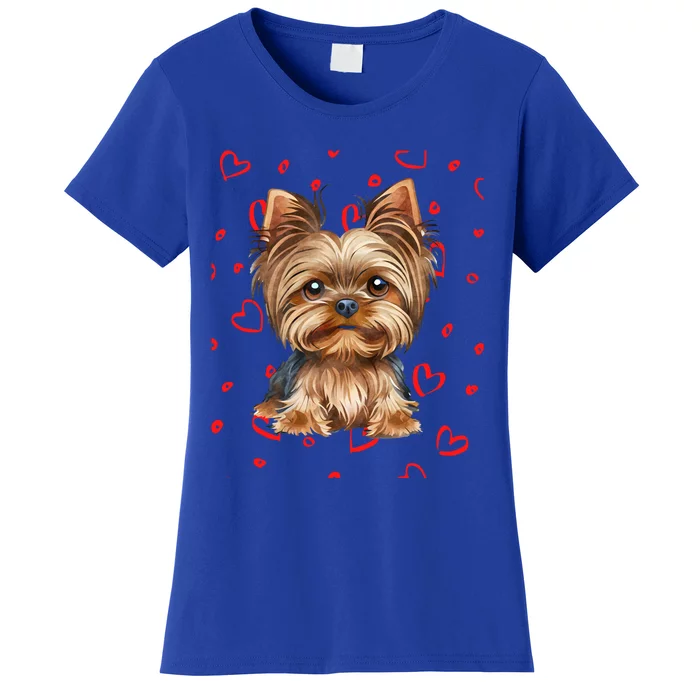 Yorkshire Terrier Dog Hearts Valentines Day Gift Women's T-Shirt