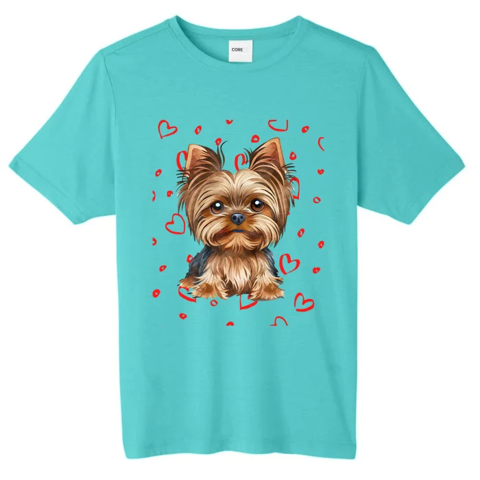 Yorkshire Terrier Dog Hearts Valentines Day Gift ChromaSoft Performance T-Shirt