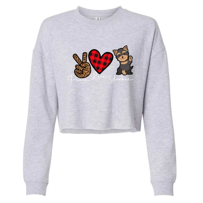 Yorkshire Terrier Dog Funny Cute Love Peace Puppy Lover Gift Cropped Pullover Crew