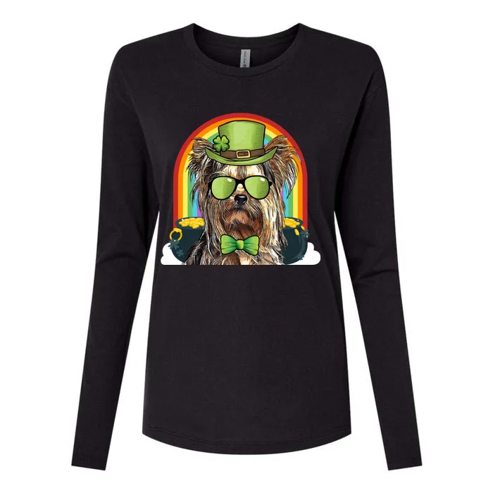 Yorkshire Terrier Dog Leprechaun Funny St Patricks Day Gift Womens Cotton Relaxed Long Sleeve T-Shirt