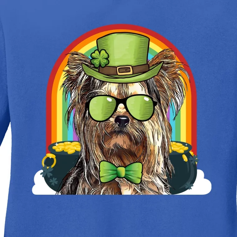 Yorkshire Terrier Dog Leprechaun Funny St Patricks Day Gift Ladies Long Sleeve Shirt