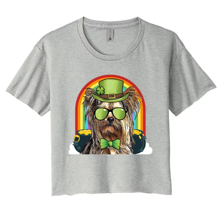 Yorkshire Terrier Dog Leprechaun Funny St Patricks Day Gift Women's Crop Top Tee