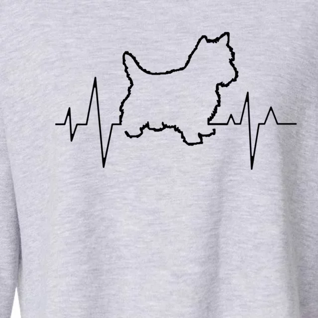 Yorkshire Terrier Dog Lover Funny Cute Heartbeat Puppy Love Great Gift Cropped Pullover Crew