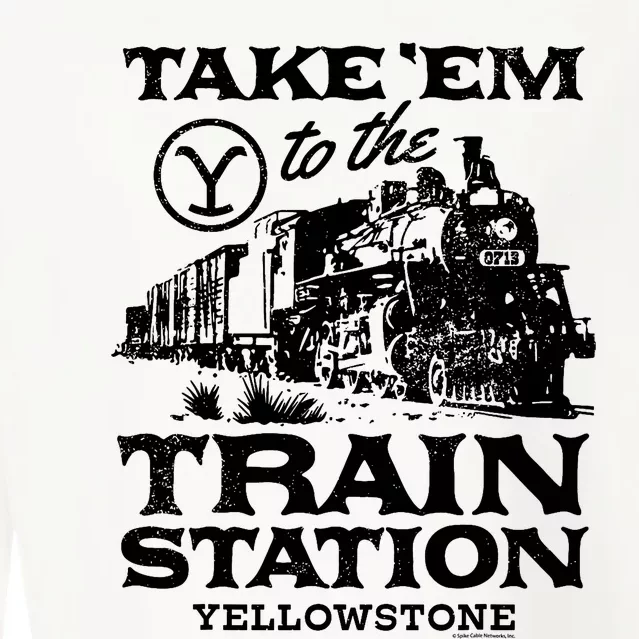 Yellowstone Take Em To The Train Station Cropped Pullover Crew